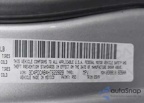 2017 Dodge Journey Se z USA, uszkodzony, nr VIN 3C4PDCAB4HT622829